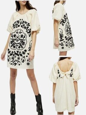 Free People Fiona Embroidered Mini Dress Size Medium NWT